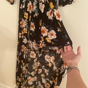 Black Floral Print Under Short Dress